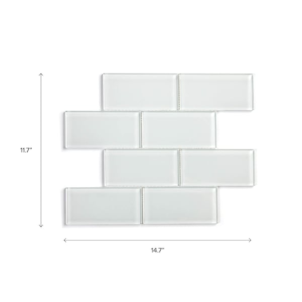 Glass Subway Tile, Super White, 11PK